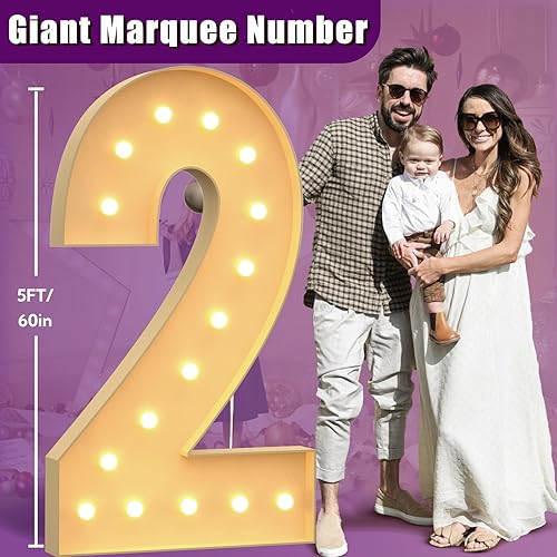 Miniatura 3 de Tongjoy Números iluminados de marquesina de 5 pies 2, números de marquesina para decoración de cumpleaños de 21, 25, 32, fiesta de aniversario,