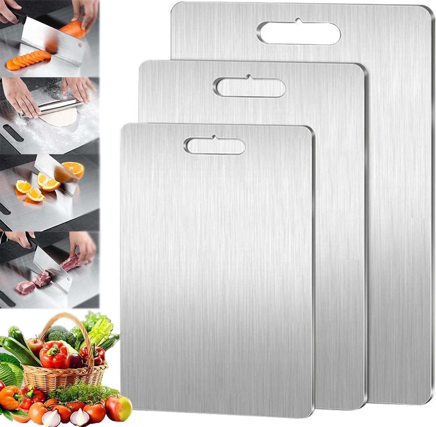 Titanium Cutting Board, 100% Pure Titanium Cutting Boards for Kitchen, Upgrade Double Sided Food-Grade Titanium Board, Chopping Boards Cutting Mat for Meat Fruit & Vegetable (18 x 12 inch)