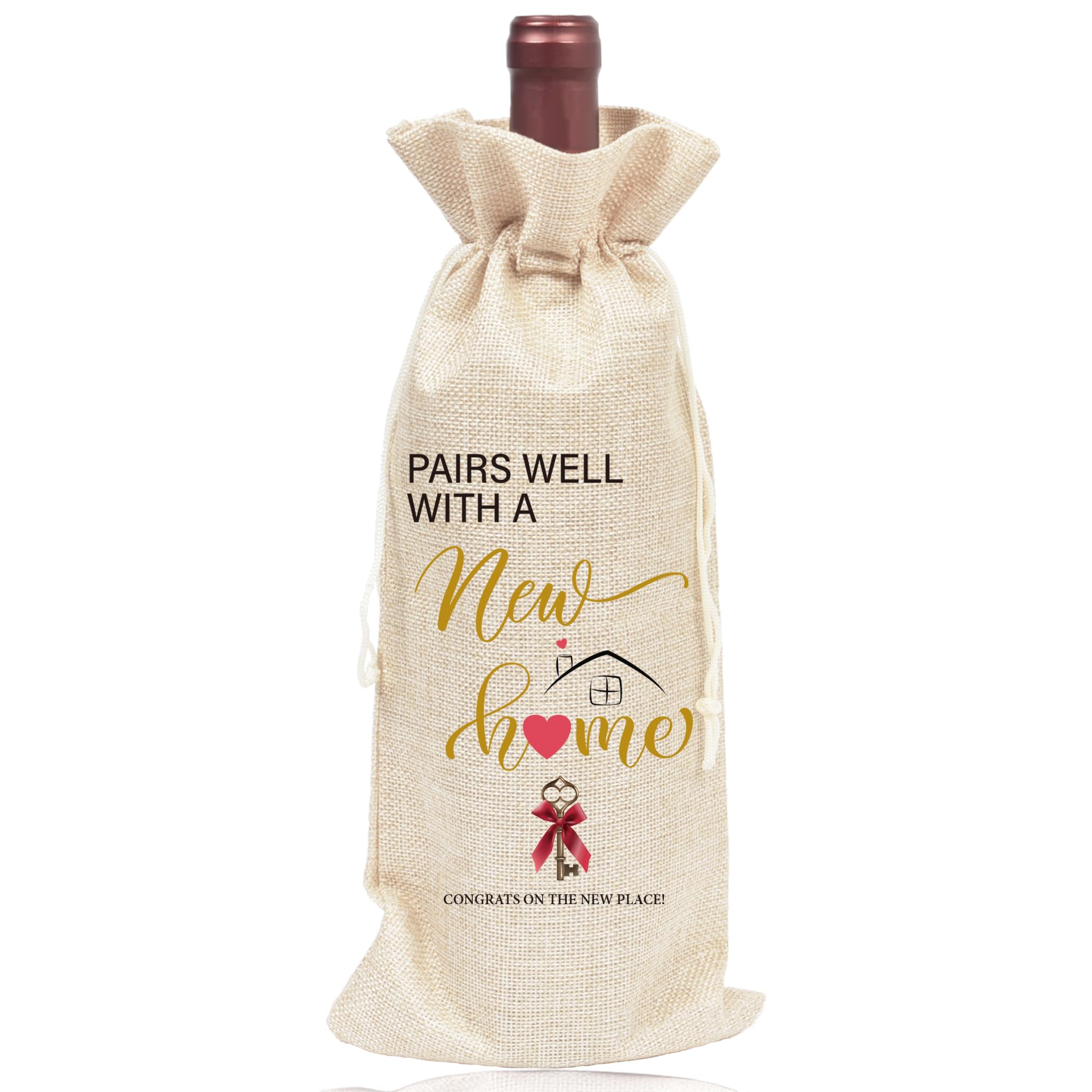 Housewarming Wine Gift Bag - Elegant Red Wine Bags for New Home, Perfect for Homeowners, Realtor Clients, Sweet Home Congrats