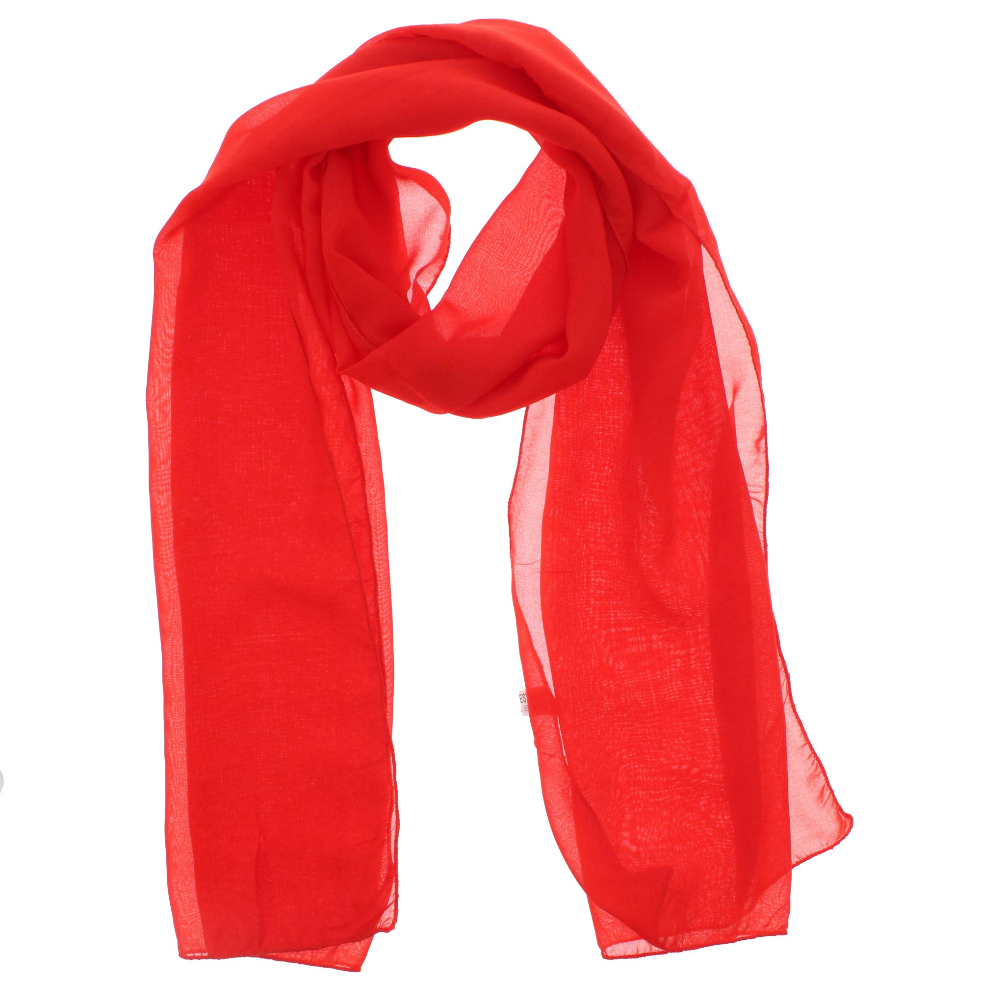 Zac's Alter Ego Women's Red Chiffon Scarf Plain Neck Scarf Soft Headwrap Girls Headscarf Sheer Wrap Scarves & Wraps - 150X45cm