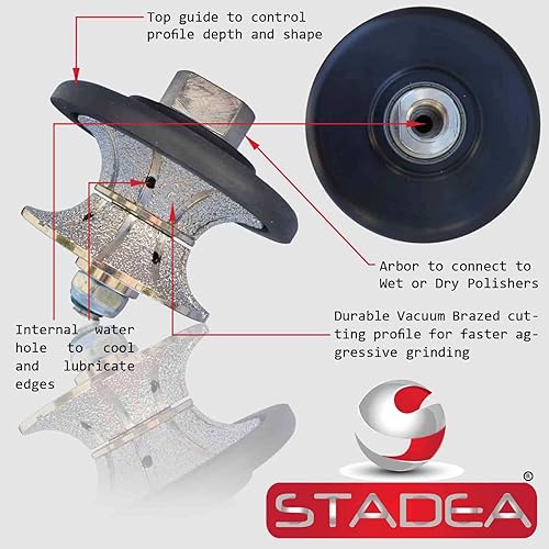 Miniatura 4 de STADEA Rueda de perfil de diamante, rueda de molienda de perfil completo, 0.787in, 34 pulgadas de alto para amoladora, azulejos, granito, mármol,