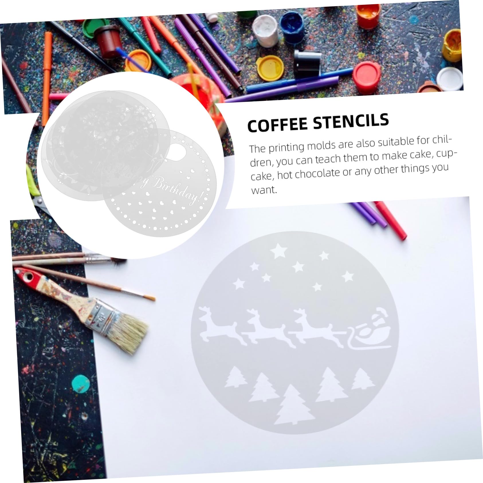 Cabilock Practical Latte Art Stencils Decorative Stencils for Coffee Decor Desserts Decorations