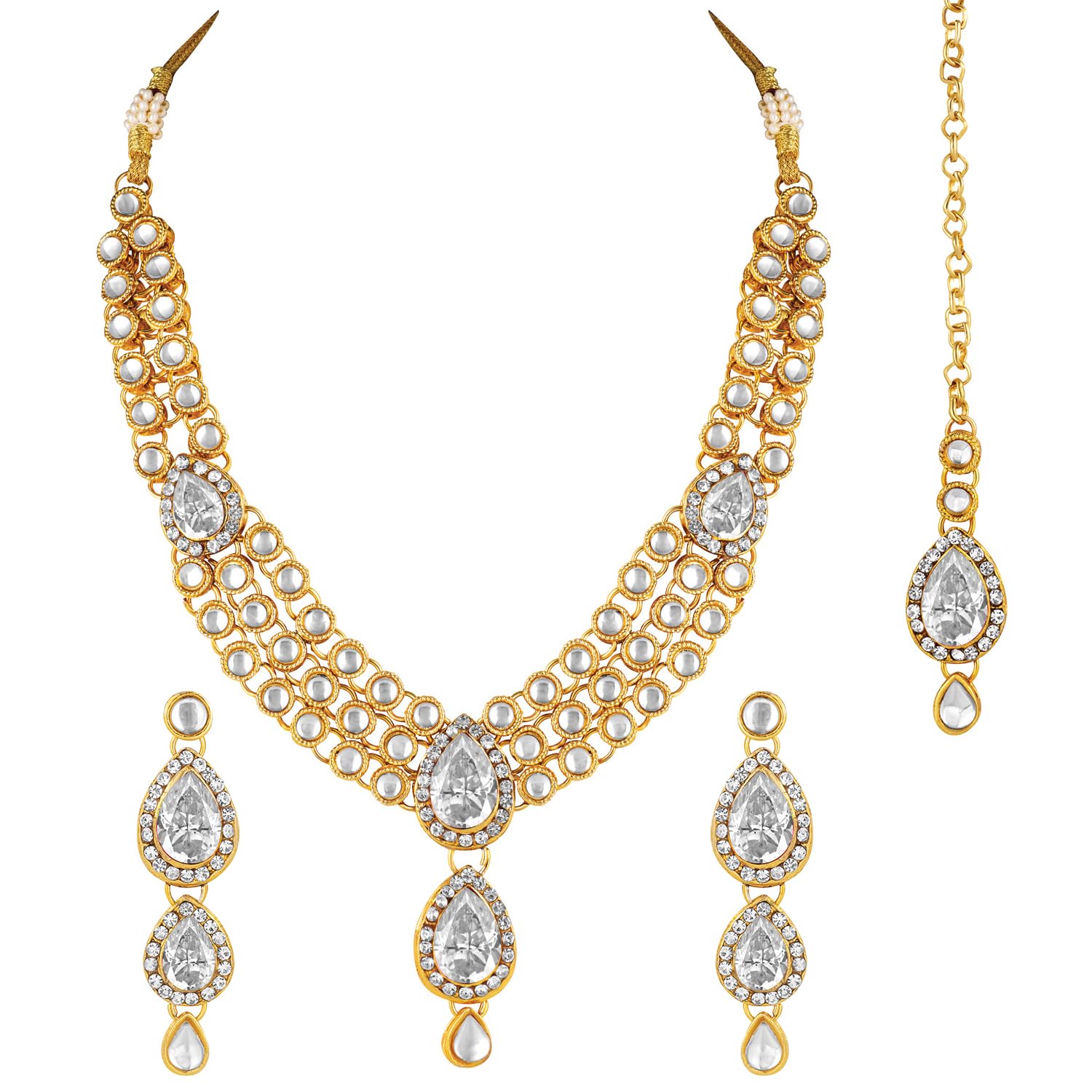 Peora Gold Plated Traditional Kundan Long Necklace Jewellery Set with Earring Maang Tikka for Women Girls (B07QDXJJRS) Amazon Price History, Amazon Price Tracker