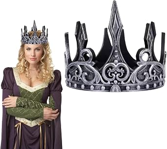 Halloween Silver Royal Foam Crown Headband Evil King Queen Crown Cosplay Prop and Party Favor for Halloween Medieval Royal Masquerade Cosplay Hair Decoration