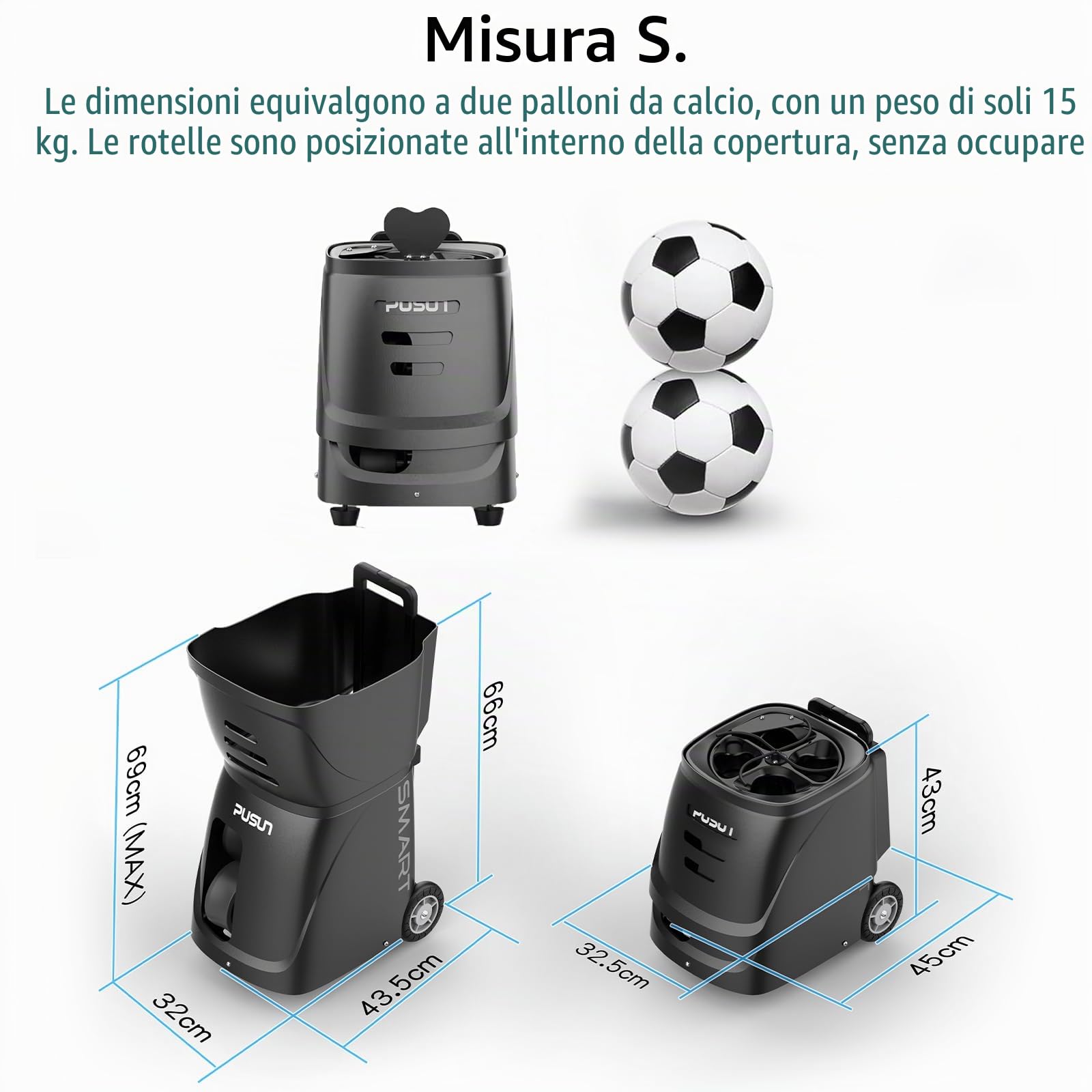 PT-Smart - Macchina professionale per palline da padel – Lanciatore automatico portatile con controllo intelligente tramite app | Perfetto per esercitarsi da soli, allenamento in club e allenatori |