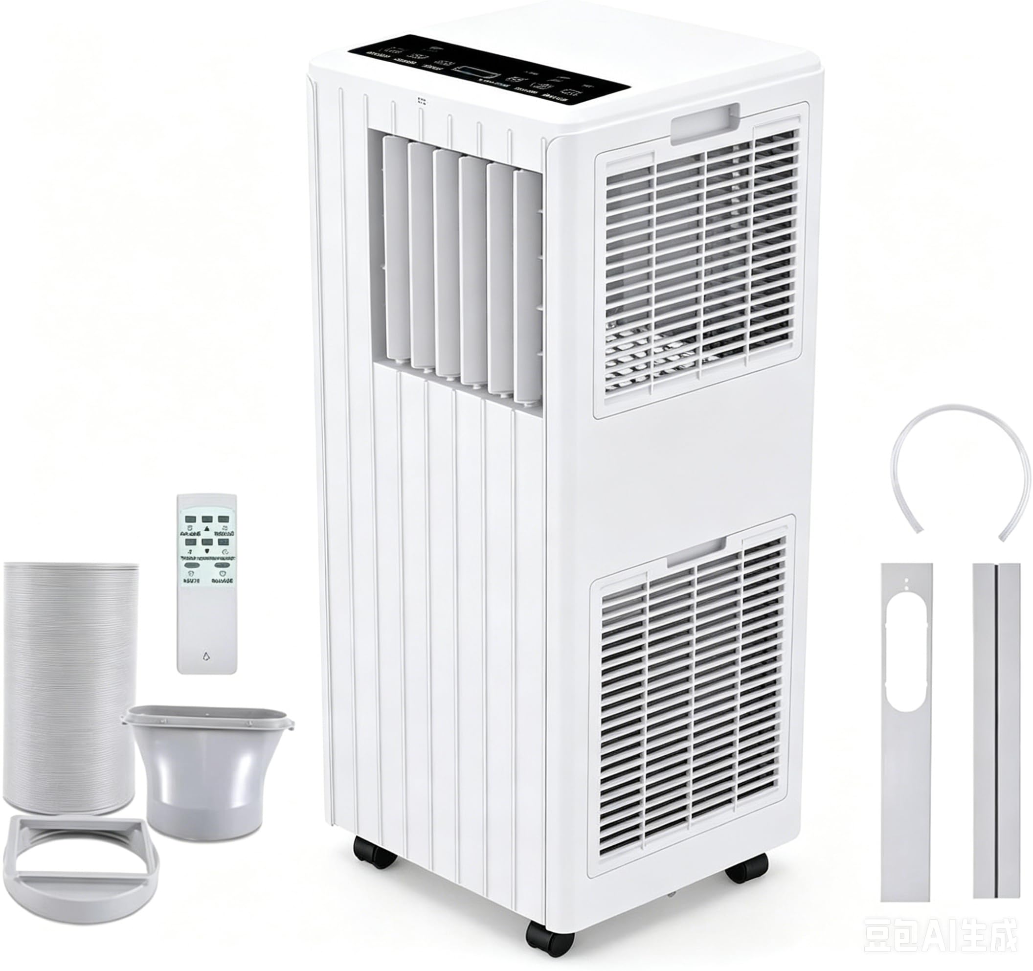 Garvee Aire Acondicionado Portátil 7000 BTU, 3 en 1 Refrigeración Ventilador y Deshumidificador 36L/día, Gas Refrigerante R290 Ecológico, 780W Bajo Consumo, Mando a Distancia con Kit Ventana, Blanco