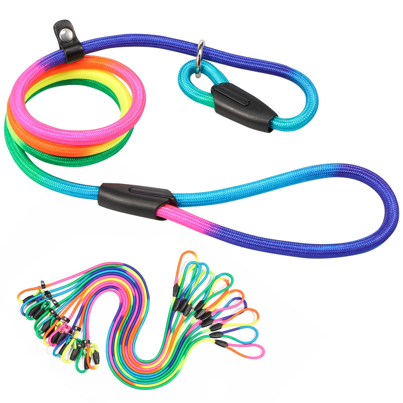 12Pcs Adjustable Dog Walking Slip Leash, 1.4m Long Dog Lead, High Strength Slip Dogs Leash, Outdoor Walking Training Lead, Adjustable Pet for Small Medium Dogs Running Walking