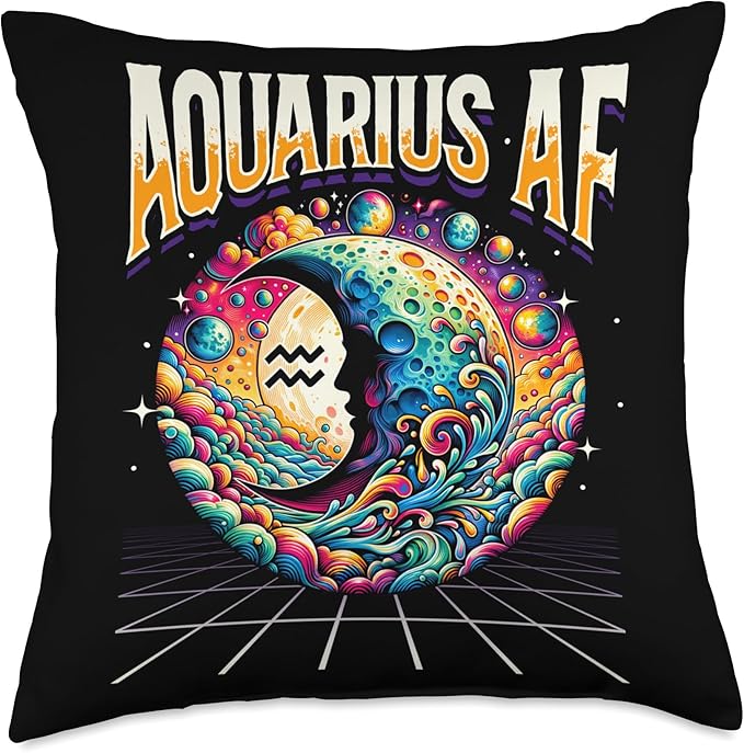 Aquarius Zodiac Sign Moon Astrology Star Sign Throw Pillow