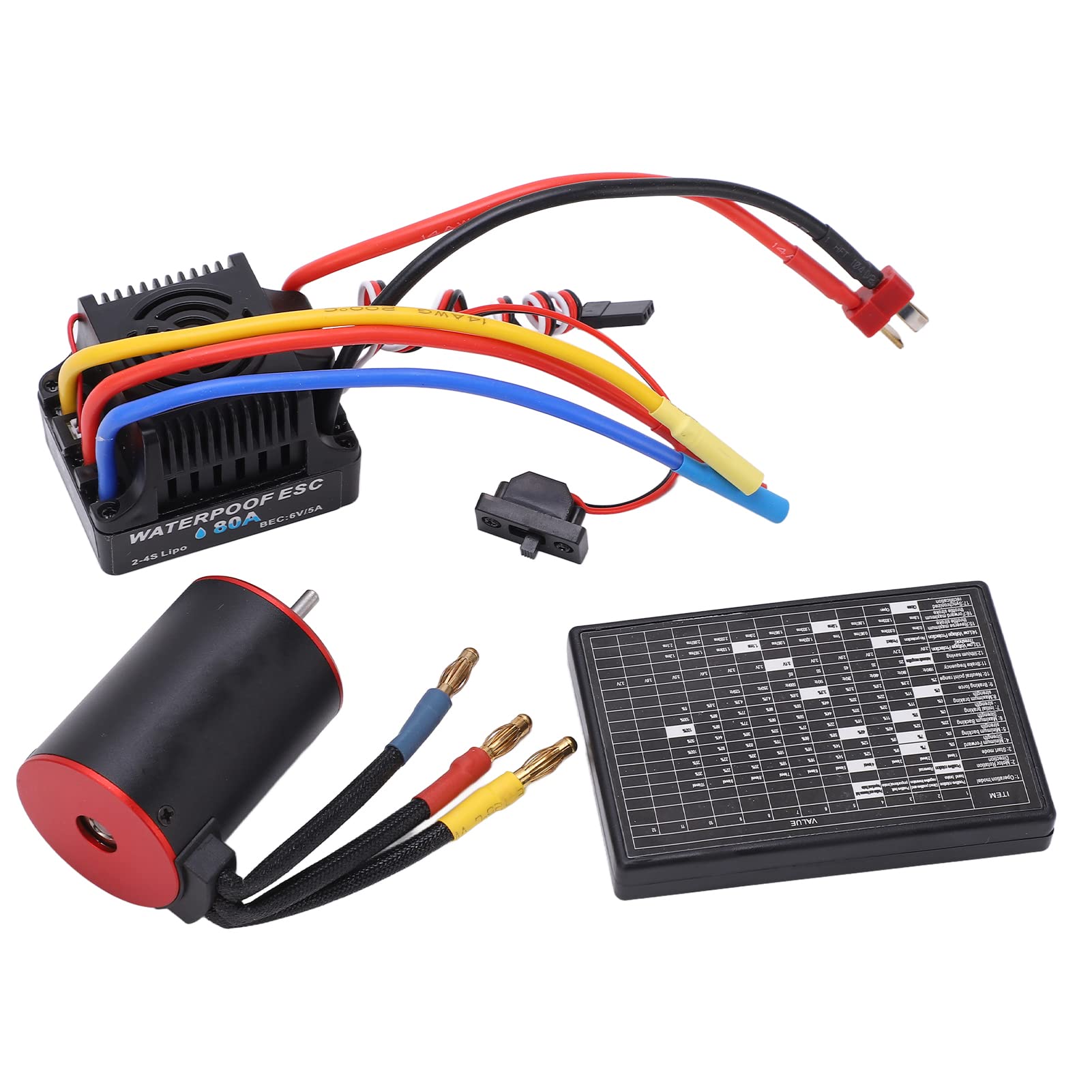 Alomejor Zestaw ESC Silnika Bezszczotkowego 80A 3100KV do Samochodu RC
