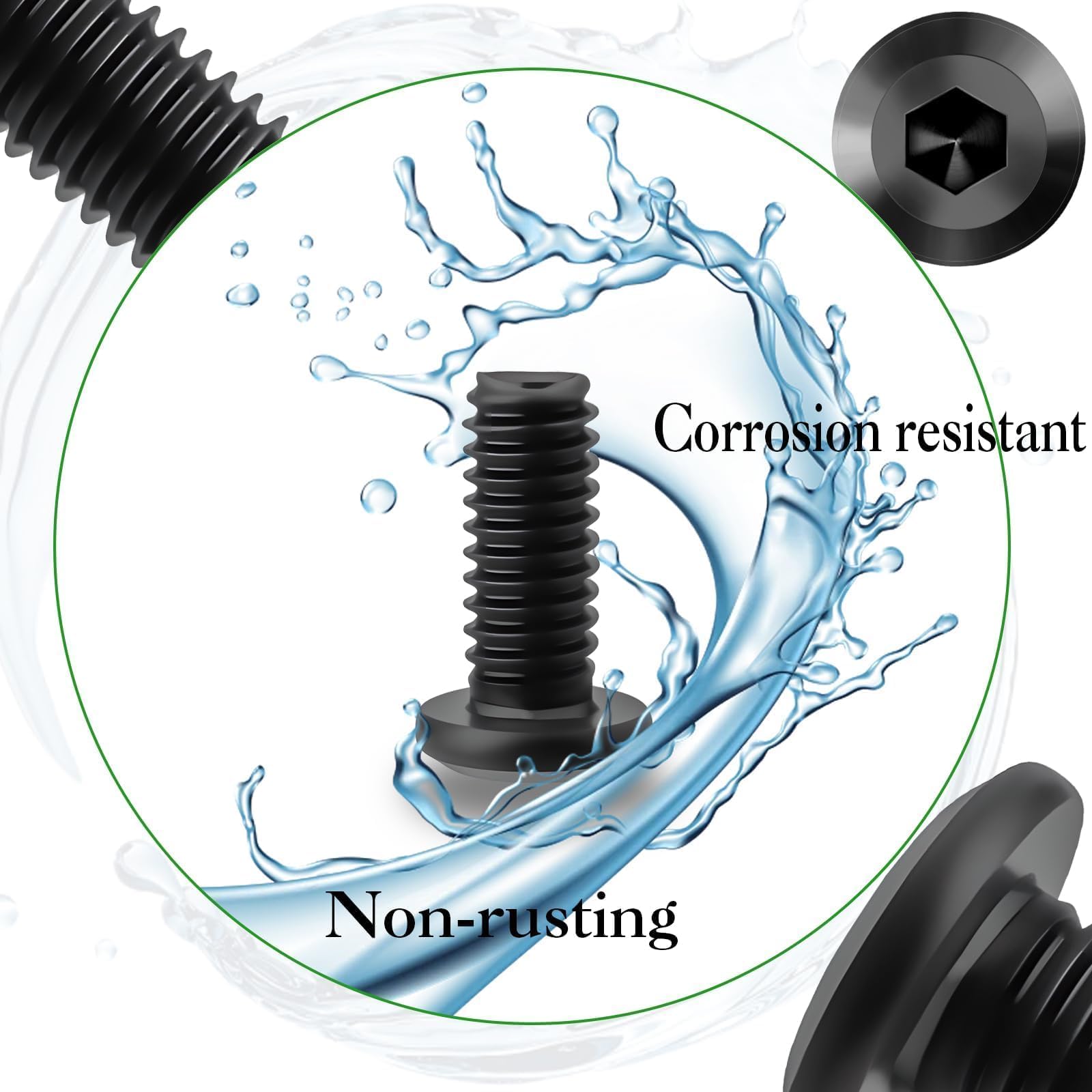 Pyroclasia M6 Bolts 25 Pcs M6 X 16 mm Flat Head Allen Bolts 304 Stainless Steel Black Furniture Screw Long Bolt Fully Thread with Hex Key for Furniture Assembly Machinery Industry - Image 4