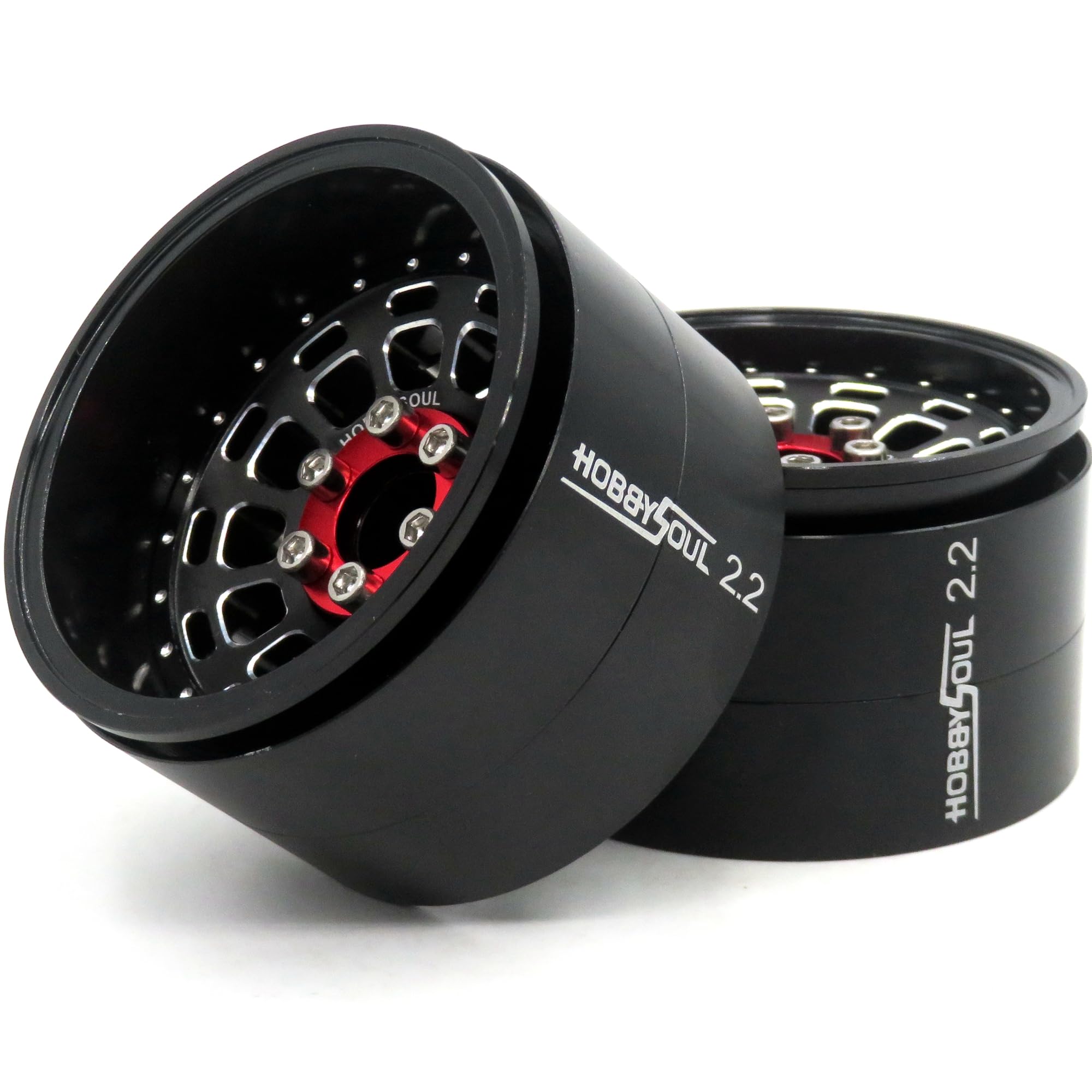 HOBBYSOUL Einstellbare 4 Offsets 2,2 Beadlock Räder Breite 1,57'' (40 mm) Felgen Champagnerblaue Farbe für Gen8 Everest Gen 7 Pro / SCX10 Capra Wraith Ryft / TRX4 AMG 6x6, (4 Stück)