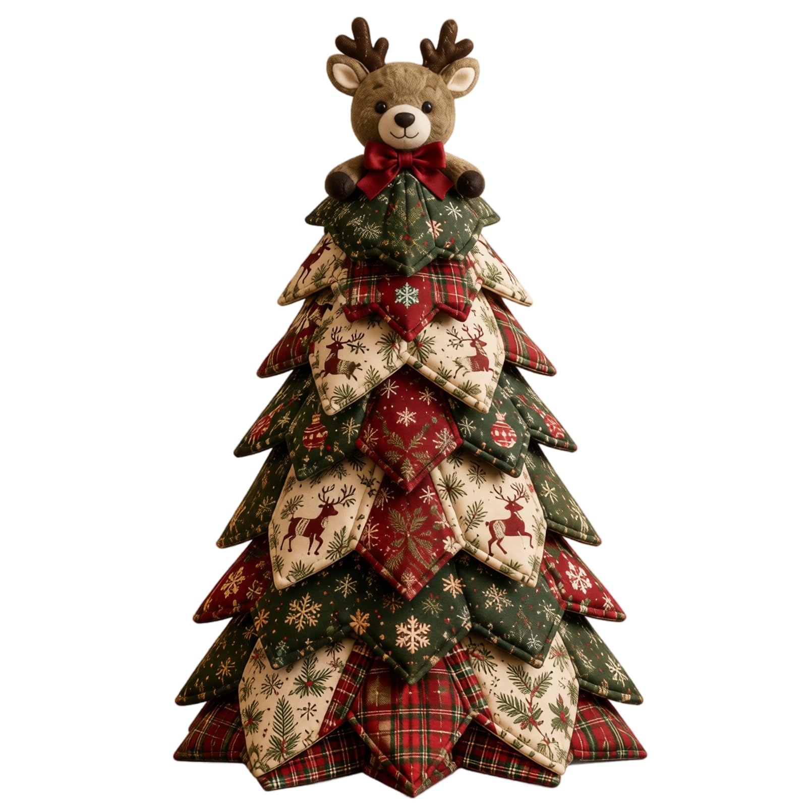 DIY Patchwork Christmas Tree Kit, Embroidered Fabric Christmas Craft Set, C