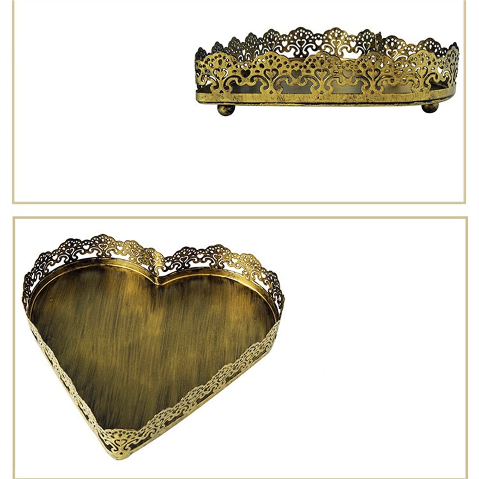 Plato Bandeja de Amor Retro de Estilo Europeo, Accesorios de Boda, Bandeja de Almacenamiento de cosméticos de Escritorio, Bandeja de Servicio de Mesa Decorativo(Grande)