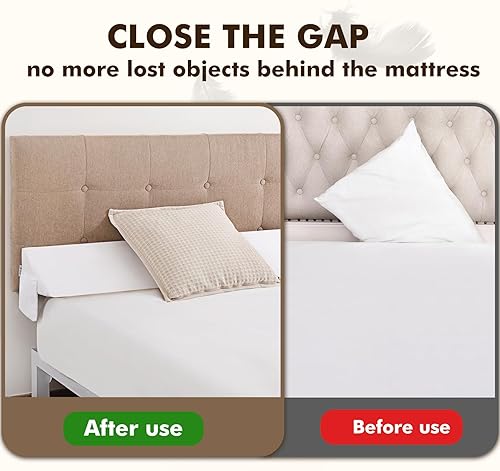 Vista 48 de Vekkia - Almohada triangular, cabecera para cama King, cierra los espacios de 0 a 6 pulgadas entre la cabecera y el colchón, color blanco, de 76 x