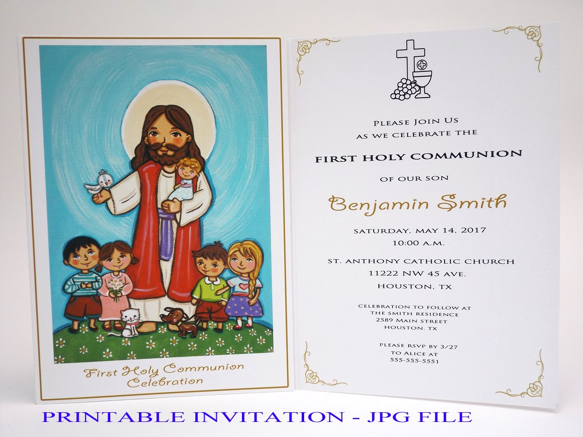 Buy Girl first communion invitation girl Jesus Child Boy first holy