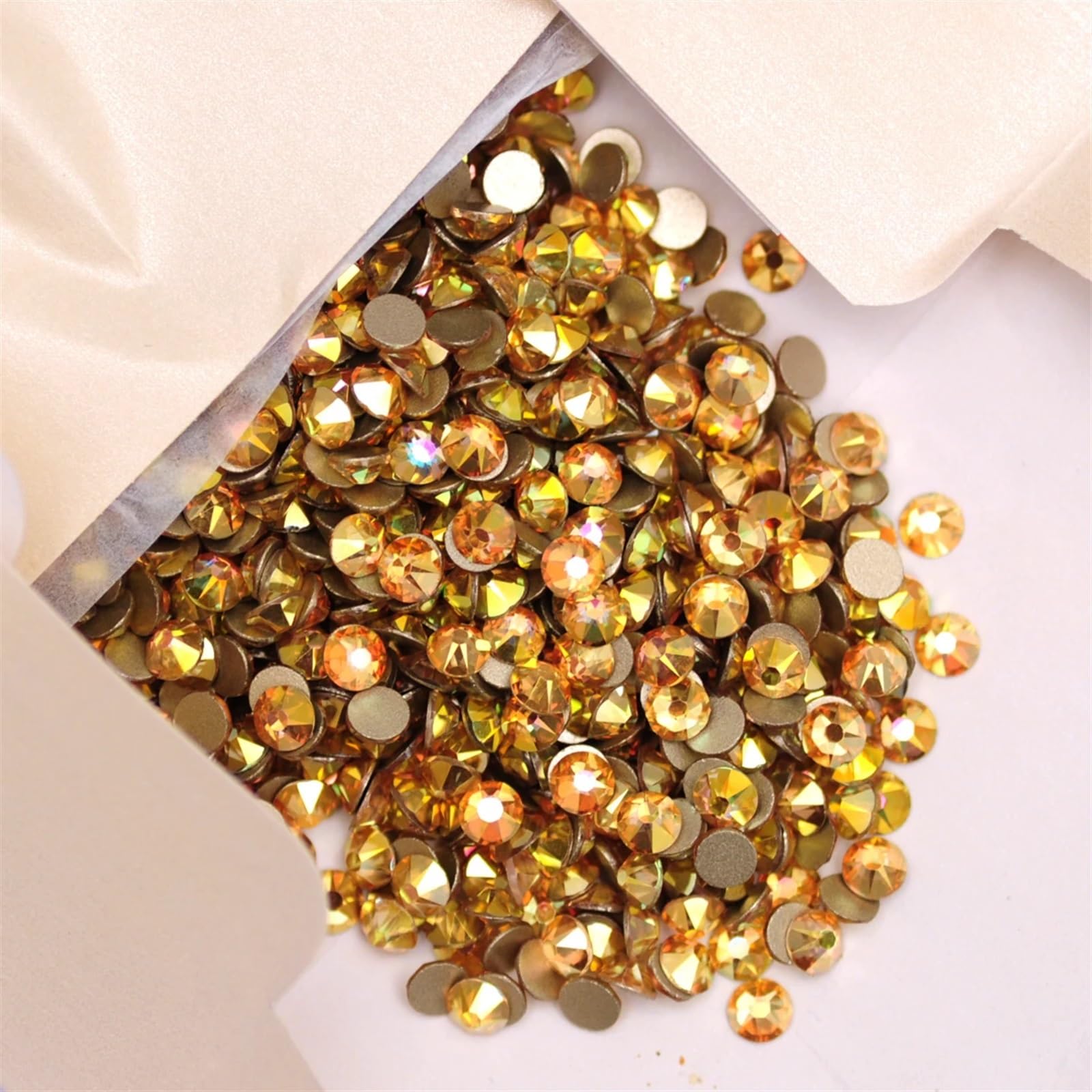 Hotfix Strasssteine Sunshine Gold Non Hotfix Strasssteine ​​Flatback Glas Strass Glitzer Nagel Charms Edelsteine ​​für Nail Art Kleidungsdekorationen für Nagel Gesicht Kunst(16facets,SS34 288pcs)