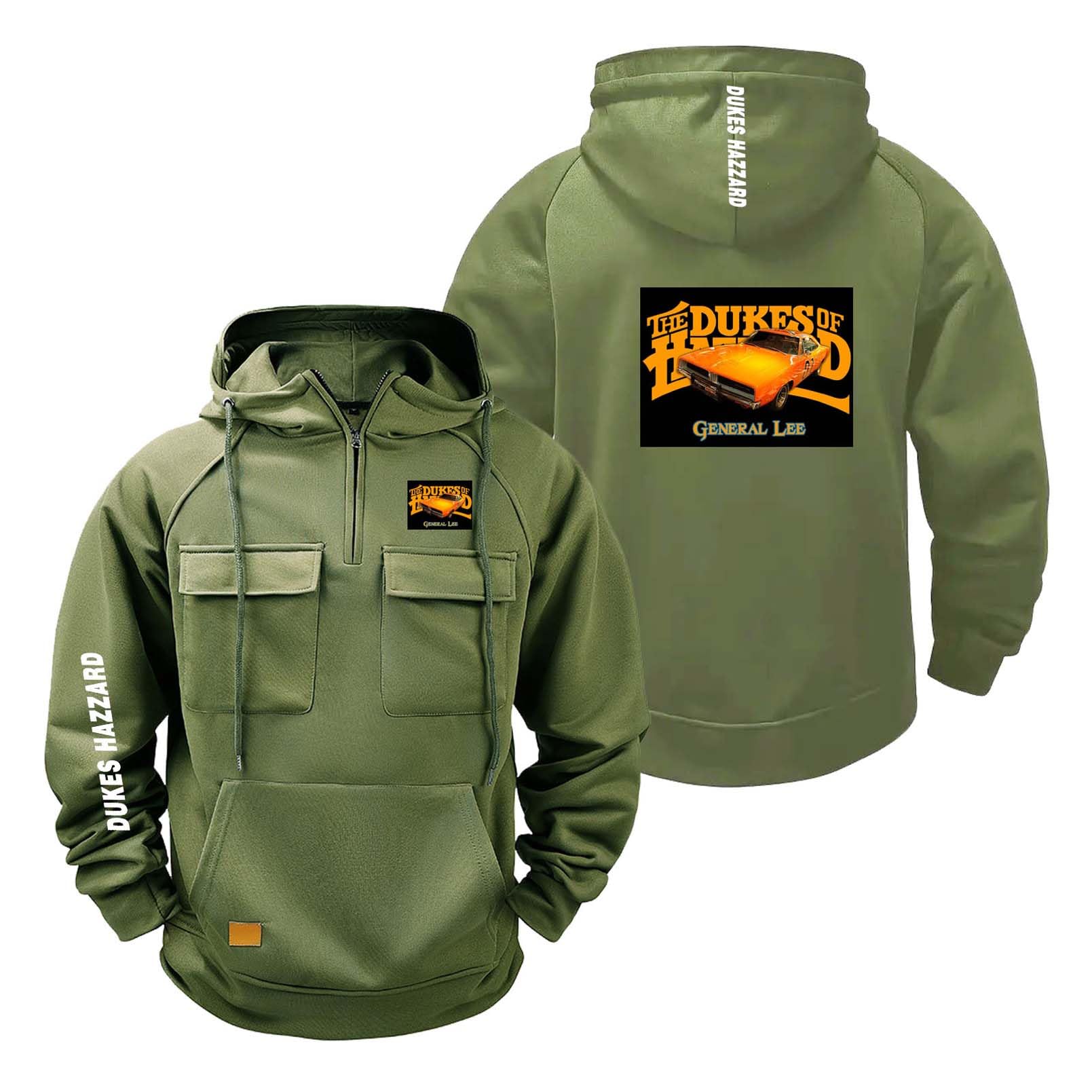 FBWZSAG Mens Long Sleeve Hoodies for D.u.ke.s G.en.eral L.e.e Car Printing Jackets Half Zip Tops Hoody Activewear Active Coats Hooded Sweatshirt Plain Outwear-LvSe||x_l