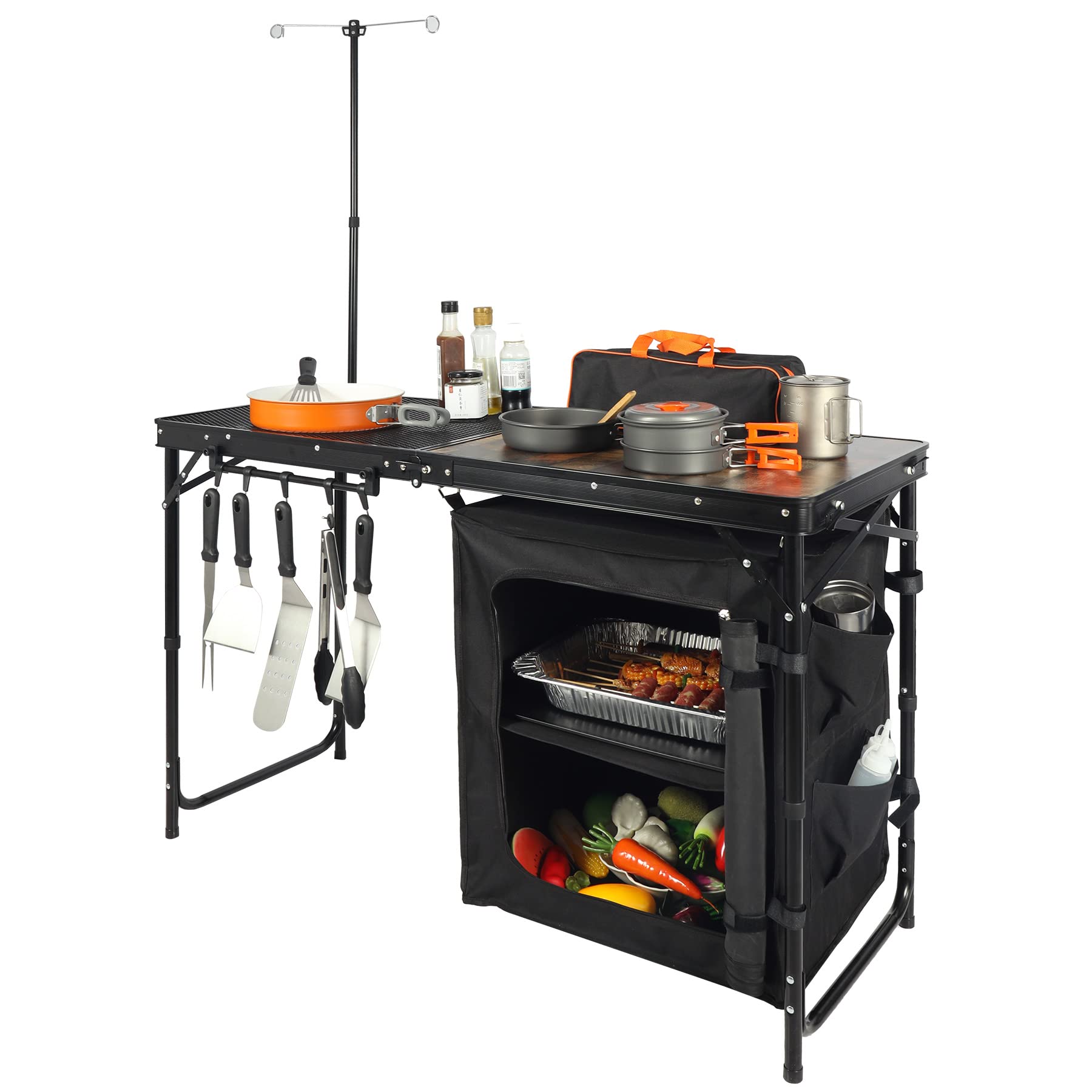 Buy REDCAMP Portable Camping Kitchen Table with Storage Organizer and