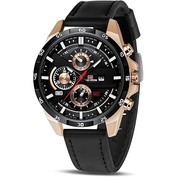 OFFCUP Mens Watch Analogue Quartz Chronograph Brown Leather Strap Wrist Watches with Date Watches Fashion Casual Business Watch for Men Classic Elegant Gift