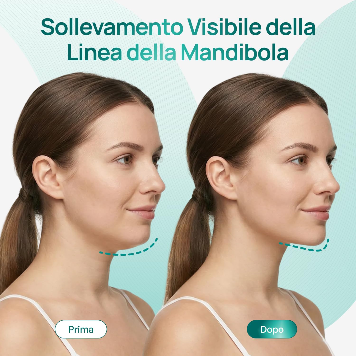 PLANTIFIQUE Doppio Mento Cintura Viso V-Line | Maschere Rassodanti per un Contorno Viso Scolpito e Tonico | Soluzione Naturale per un Aspetto Giovane e Fresco | 20 Maschere