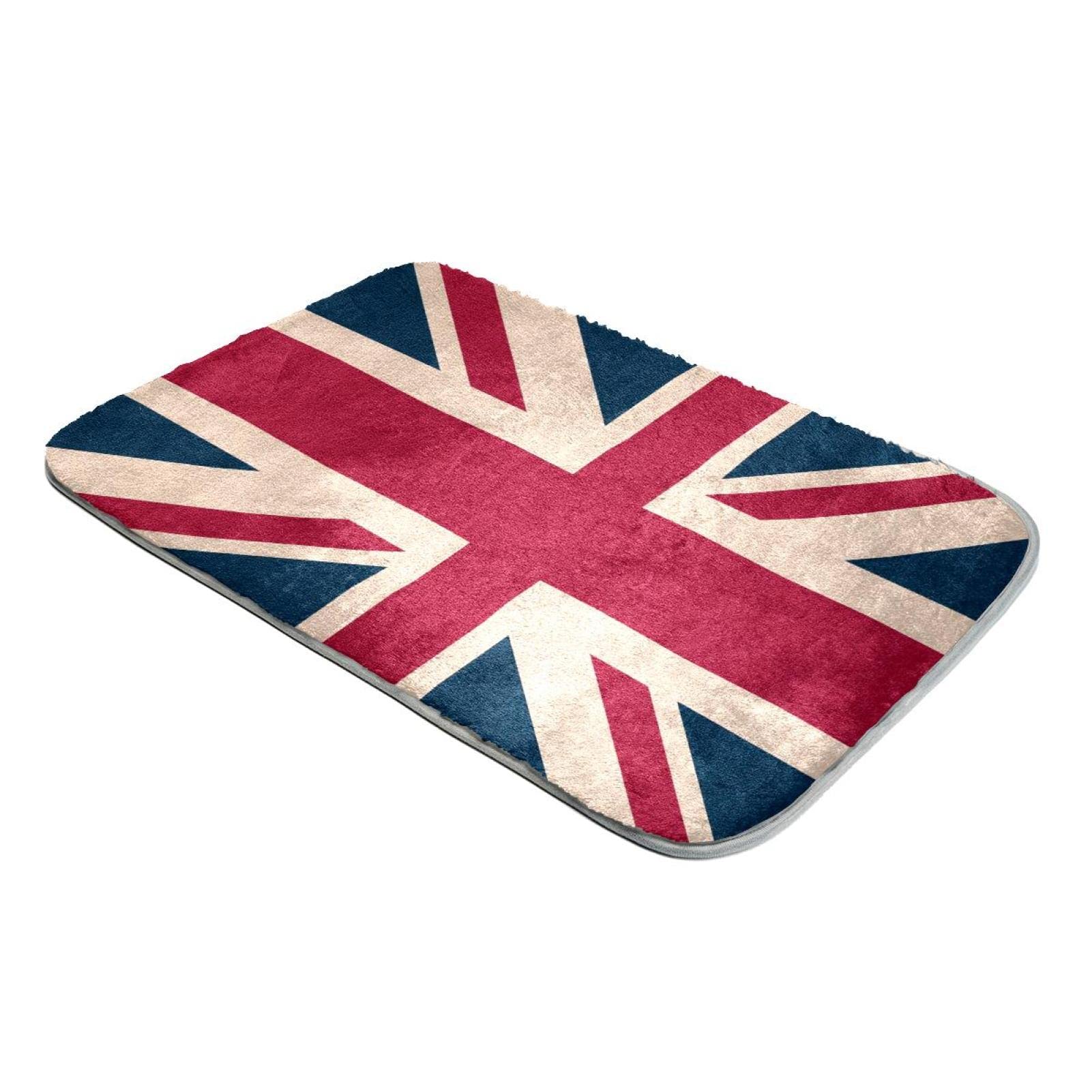Tapis fausse fourrure doux contre le sol froid avec motif vintage drapeau britannique