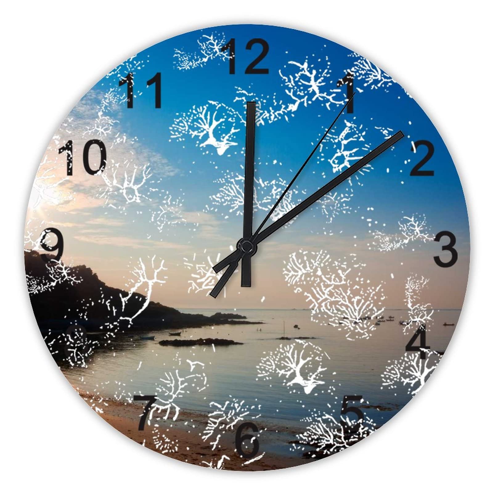 Horloge murale décoration maison motif coucher de soleil cadeau idéal
