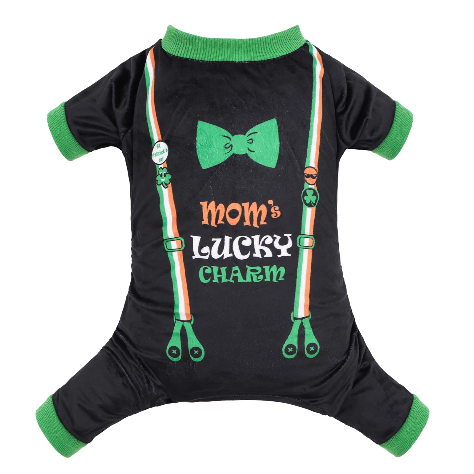 CuteBone Dog Pajamas St.Patrick's Day Puppy Onesies Small Dogs Soft Pjs Coat Cat Apparel Comfy Pet Clothes Outfit Doggie Bodysuit P327XL