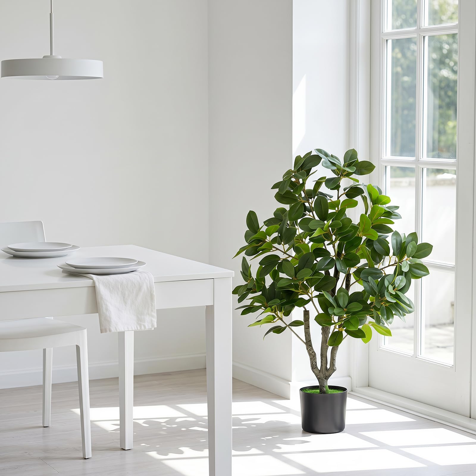 COSTWAY Pianta Finta, Ficus Finto da Interno e Esterno (80 cm) | Albero Artificiale con Rami Realistici, Foglie Fitte e Vaso Zavorrato, per Salotto, Ufficio, Hotel, Balcone e Giardino