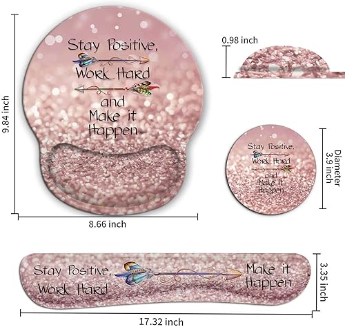 Miniatura 3 de Juego de reposamuñecas para teclado y mouse pad ergonómico para computadora, juegos, oficina, cómodo y alivio del dolor + posavasos, mantente
