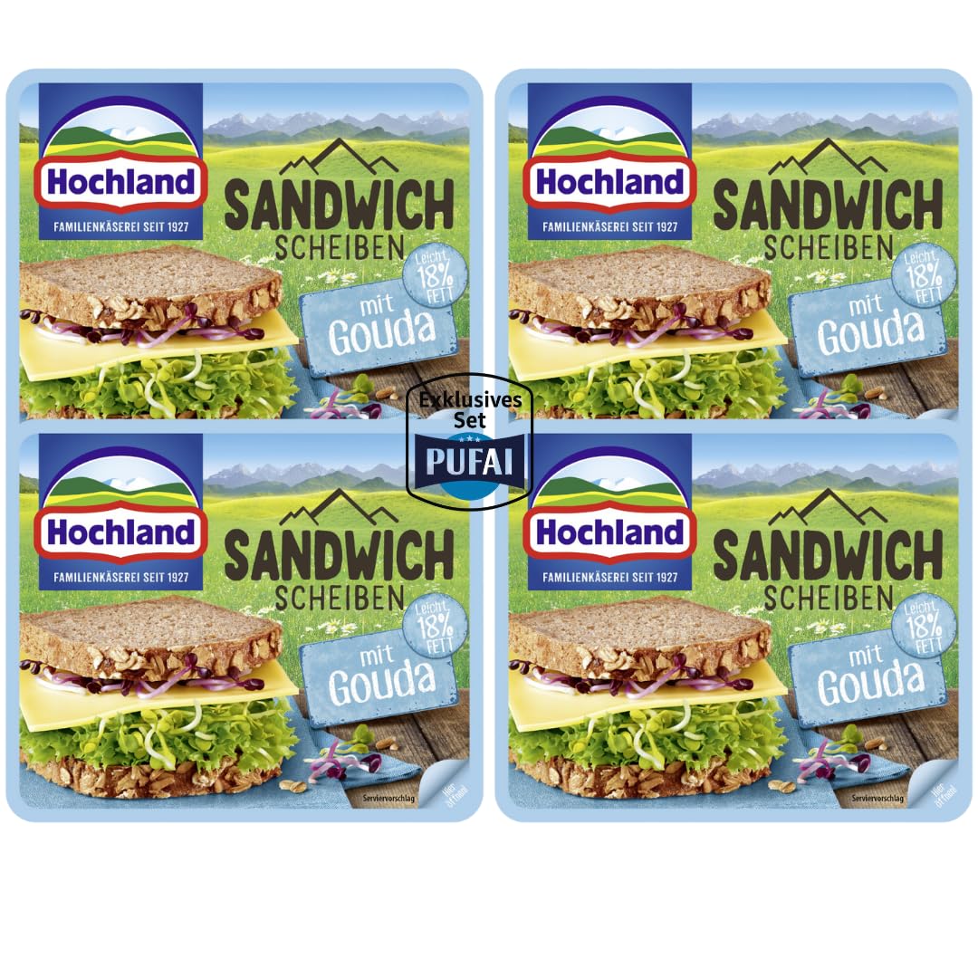 Käsescheiben mit Gouda Leicht – 150 g, 4er Pack | Mild & fettarm | Ideal für Sandwiches, Toast & Snacks