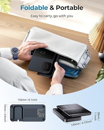 Miniatura 6 de EGV Cargador inalámbrico para Samsung - Estación de carga inalámbrica 3 en 1 para Galaxy S25 Ultra S24 S23, Z Fold Flip 76, cargador de reloj