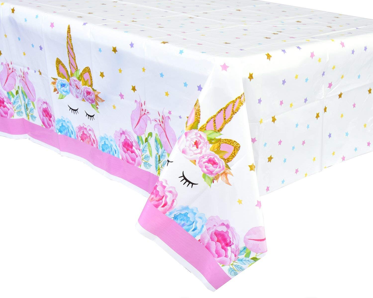 United Unicorns 2Pk Best Unicorn Themed Table Cover Decorations for Girls Birthday Party, Baby Shower | Disposable Unicorn Plastic Tablecloth | Magical Unicorn Party Supplies