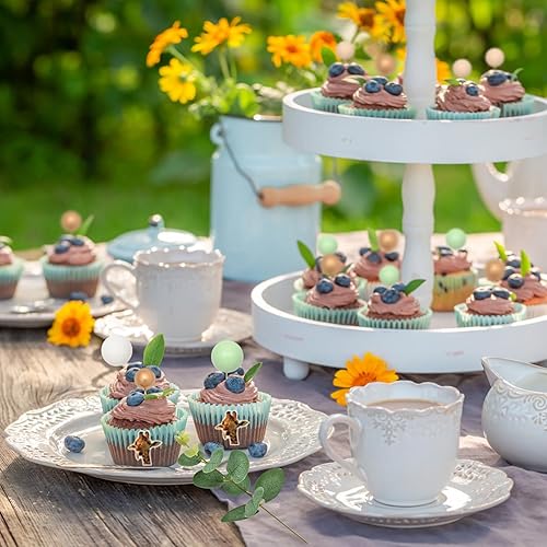 Miniatura 4 de Waipfaru 96 adornos para tartas Oh Baby, Safari Jungle Animal Cake Toppers para baby shower, mini globo con hojas de eucalipto para fiesta de