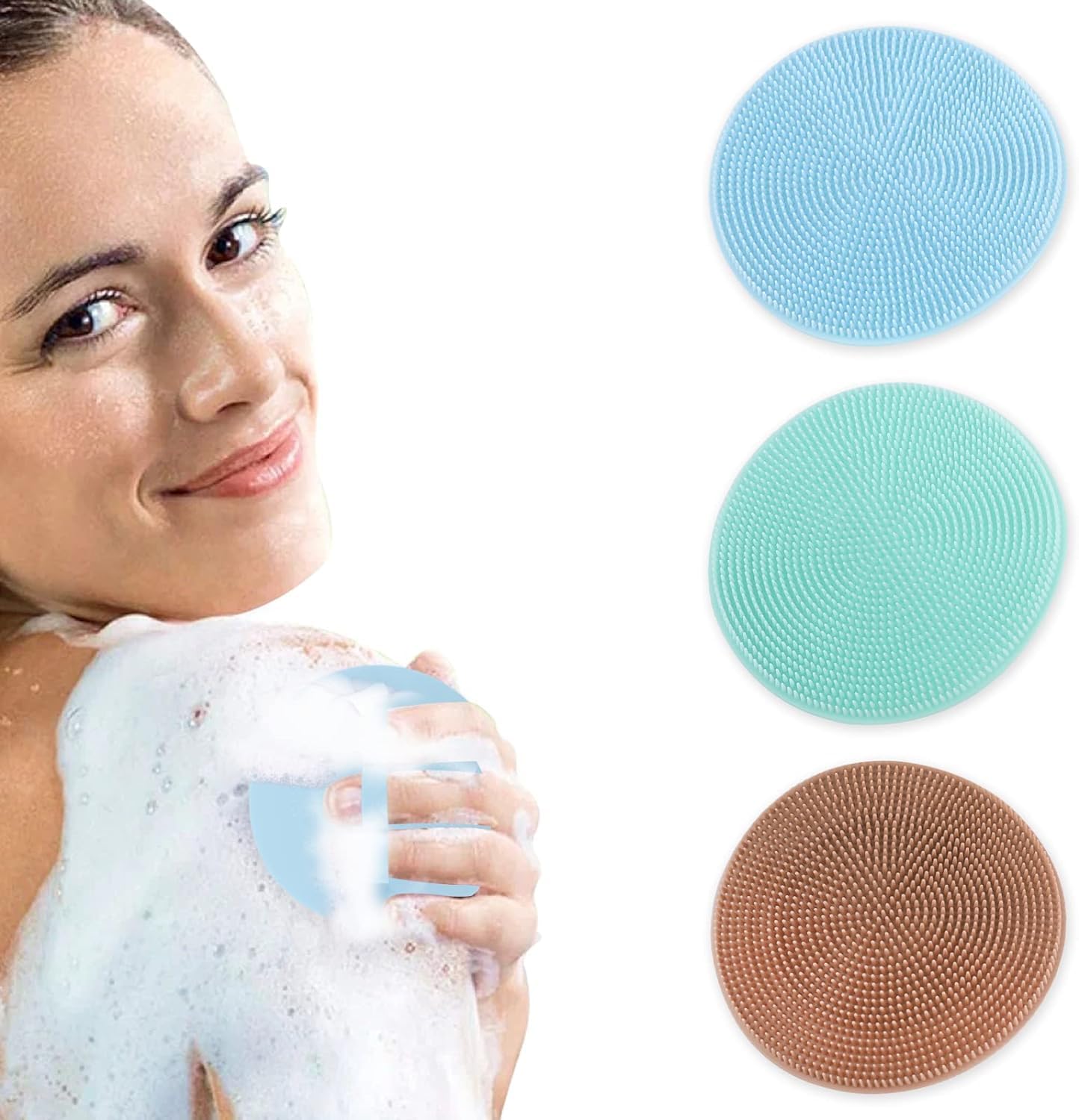 Limpiador corporal de silicona, 3 unidades, cepillo de limpieza de esponja vegetal de silicona suave, guante exfoliante suave y exfoliante de piel para pieles sensibles y todo tipo de piel