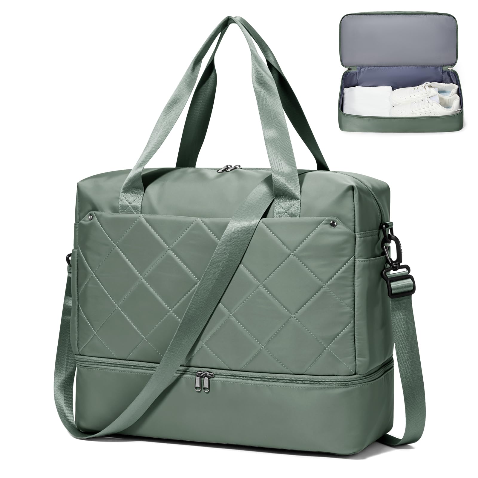 for Easyjet Airlines Underseat Cabin Bag 45X36X20 Weekend Overnight Carry on Holdall for Women Travel Duffel Sport Gym Tote Mum Hospital Bags with Wet Pocket,D03-Army Green