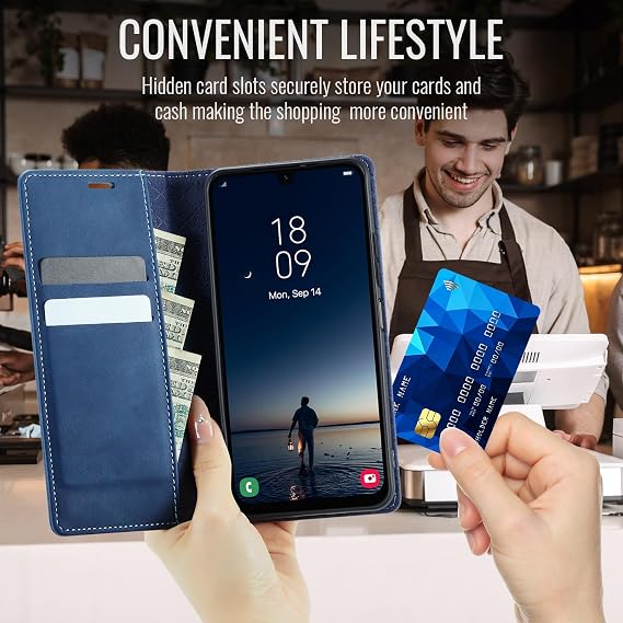 Mobile Phone Case Motorola Edge 60 Fusion Case Edge 60 Flip Case Premium PU Leather Case RFID Foldable Mobile Phone Case Protective Cover Card Slot Stand Function Case Motorola Edge 60 Fusion/Edge 60 - Blue
