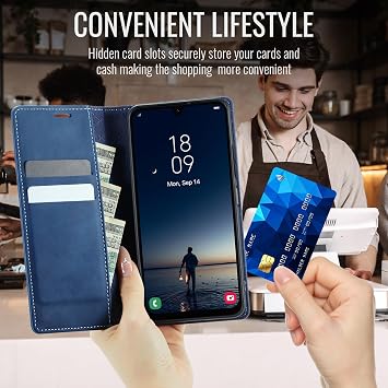 Mobile Phone Case Motorola Edge 60 Fusion Case Edge 60 Flip Case Premium PU Leather Case RFID Foldable Mobile Phone Case Protective Cover Card Slot Stand Function Case Motorola Edge 60 Fusion/Edge 60 - Blue