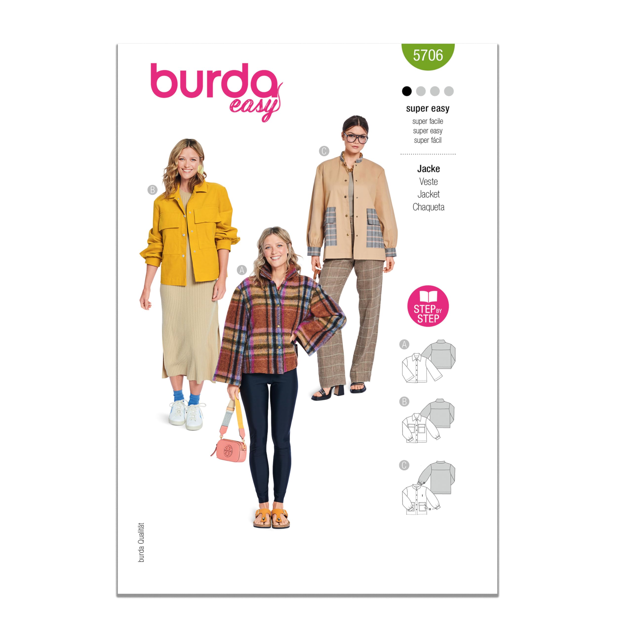 Burda Sewing Pattern X05706BURDA Burda Style Pattern 5706 Misses' Jackets 8-18 (34-44)