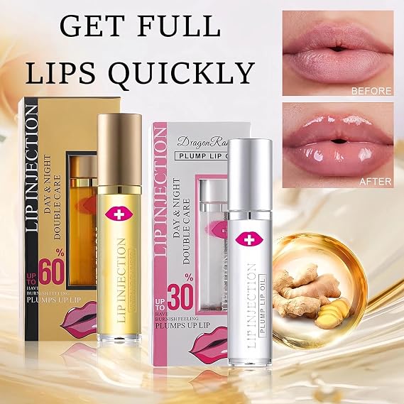 2PCS Lip Plumper Extreme & Lip Oil Set for Older Women, Fuller Moisturized Plumping Balm Reduces Lines & Boosts Volume, Day & Night Mouth Enhancer (30% + 60%, 5ml)