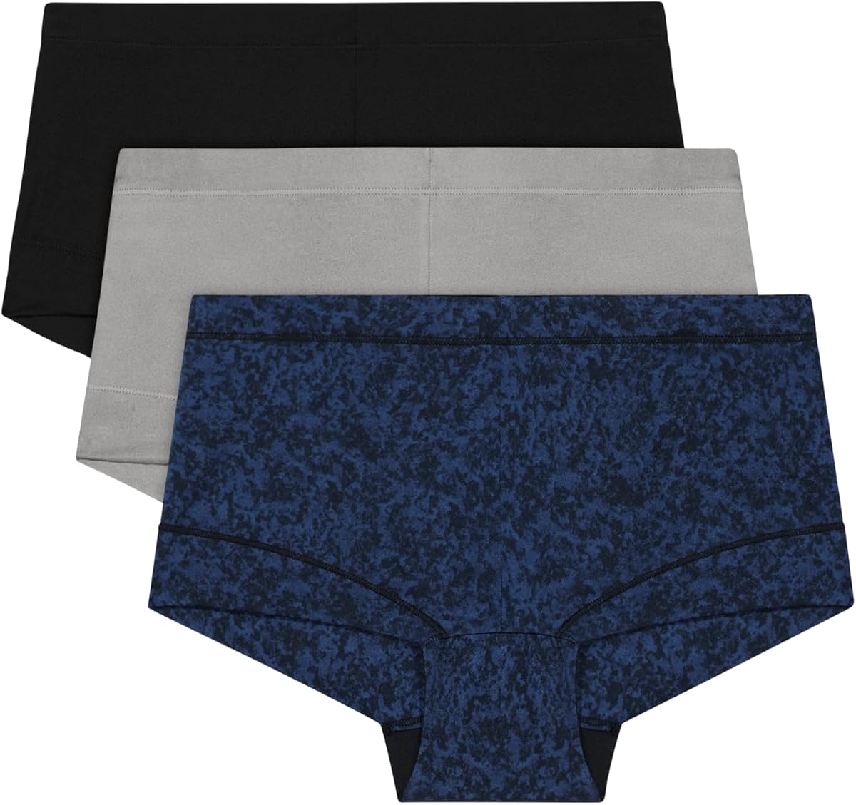 Maidenform Paquete de ropa interior para mujer, pantalones cortos para niño, paquete de 3, ropa interior corta para niño de microfibra, paquete de bragas de cobertura para mujer