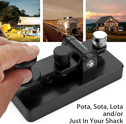 Miniatura 3 de Clásico Mini Código Morse Llave de Telégrafo Llave de Paleta Única Aleación de Aluminio Mini-Key Finger CW Llave Recta Portátil Clave de Práctica -