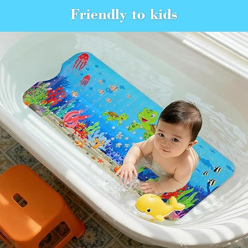 Miniatura 2 de Tapete de baño para bañera antideslizante, lavable a máquina, antideslizante, con dibujos animados, con agujeros de drenaje y ventosas para niños