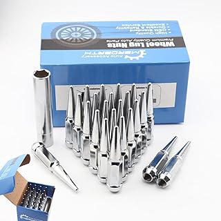 20PCS 12x1.5 Chrome Cone/Conical Bulge Seat Wheel Spike Lug Nuts with 1 Socket Key Compatible with Chevy Impala HHR Equinox Cruze Acura CSX ILX RDX TLX TSX Honda Accord Civic CR-V Element Pilot