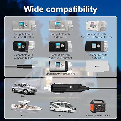 Miniatura 2 de IBERLS Power Cord Compatible with ResMed Airsense 10, 90W DC Adapter Power Supply Converter Fit for AirCurve 10 Series CPAP BiPAP Machines, 12-24V