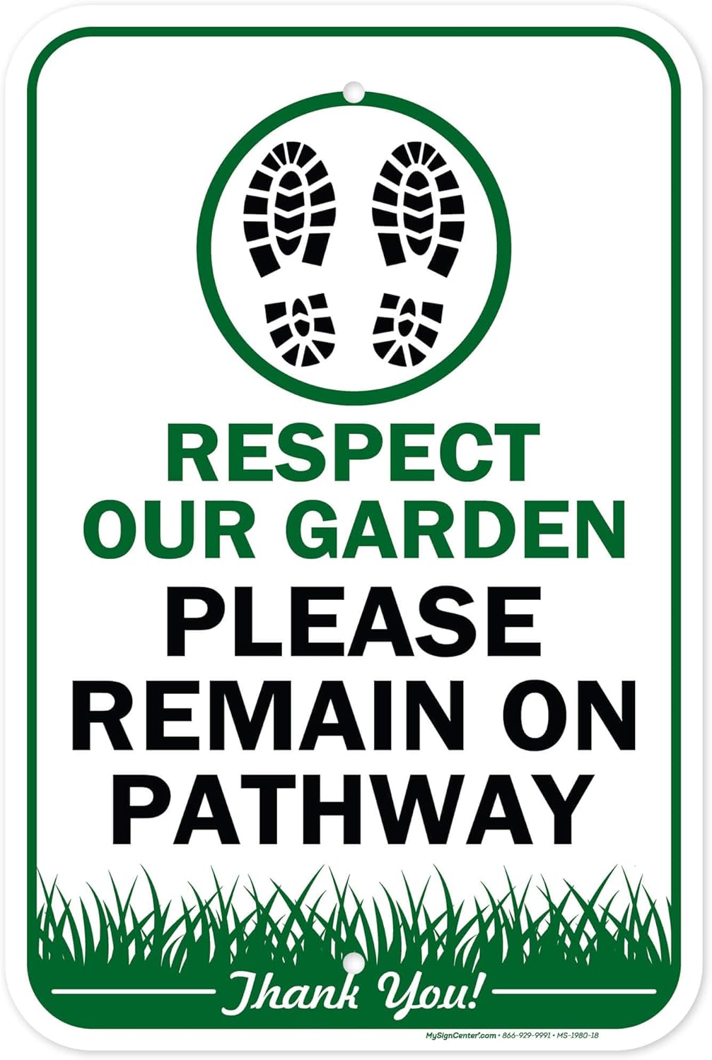 Respect Our Garden Please Remain On Pathway Sign, 12x18 Inches, Rust Free .063 Aluminum, Fade Resistant, Made in USA by My Sign Center