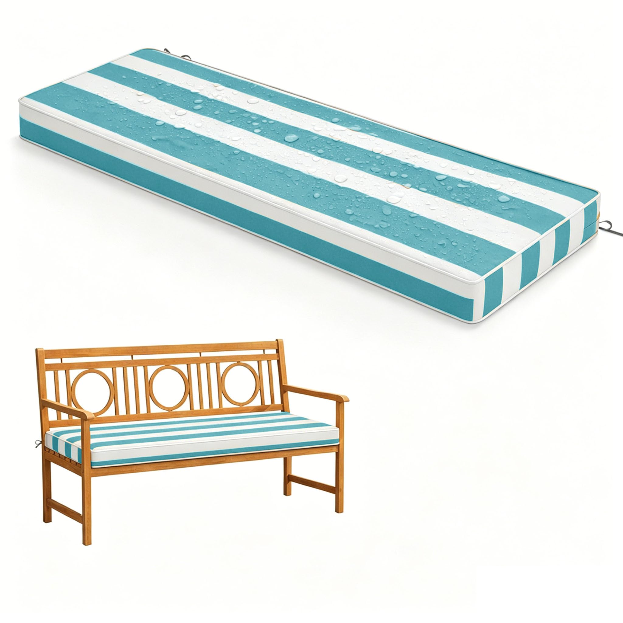 WLXFF stripe Waterproof Garden Bench Cushion Outdoor Swing Seating Pad Thick Foam Garden Furniture Pad Bench Cushions for Indoor Furniture Waterproof seat pads for garden chairs Indoor