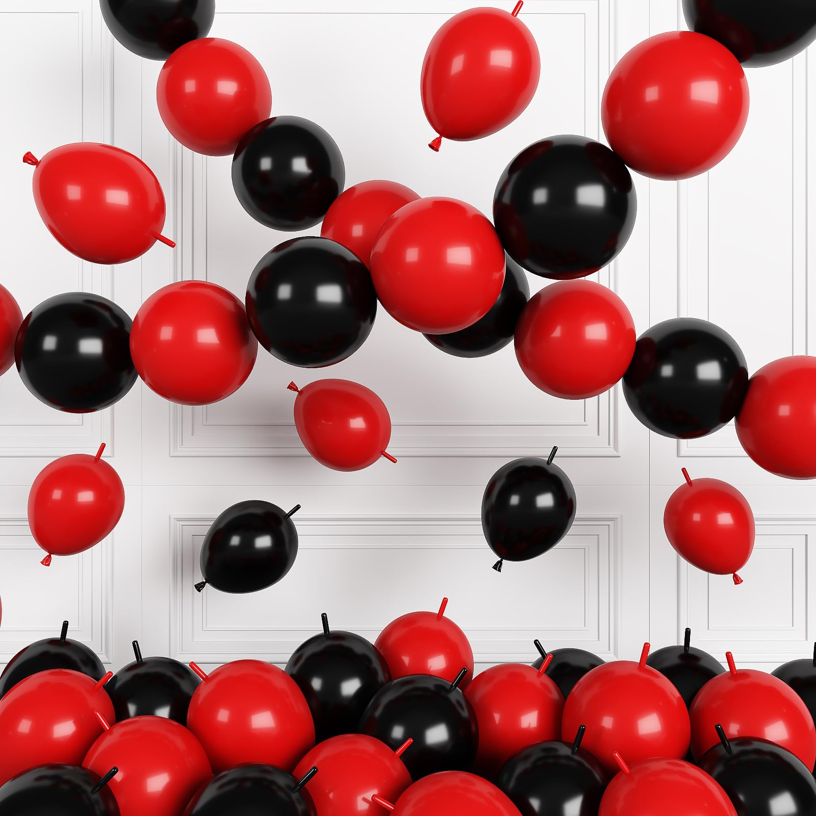 Black Red Link Balloons,120Pcs 6Inch Black Red Linking Balloons