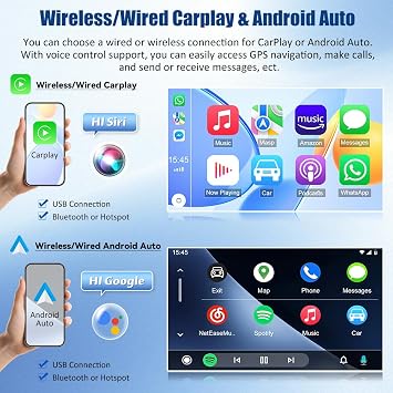 4G+64G Android 13 Car Stereo for Toyota Corolla 2002-2007 Double Din 7 Inch Car Radio with Wireless Carplay Andorid auto HD Touchscreen GPS Navi Bluetooth WIFI FM/RDS SWC Backup Camera Mic