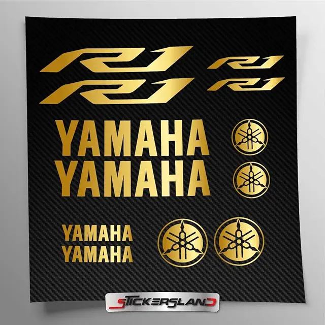 Stickers Yamaha R1 2015-2024 - Or Métallisé pour Réservoir et Casque