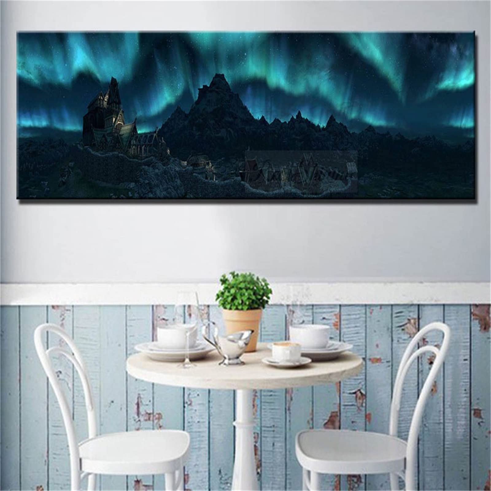 Jqynn Obrazy diamentowe, Skyrim obraz diamentowy dla dzieci, "zrób to sam", obraz diamentowy 5D, płótno, duże akcesoria, malowanie według liczb, zestaw do haftowania dla dorosłych, dekoracja domu, obraz 60 x 180 cm